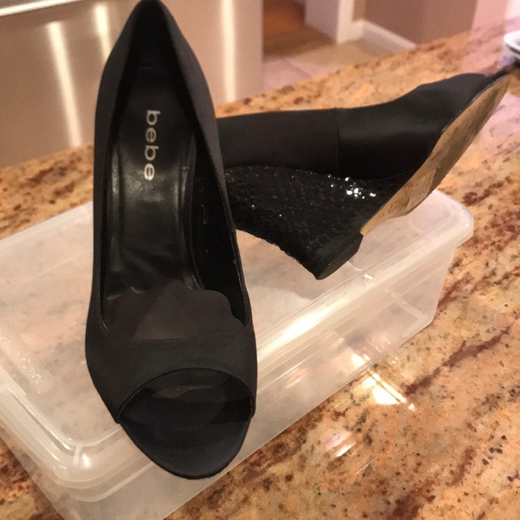 Y2K Bebe satin wedge with sequin covered wedge - Picture 1 of 7